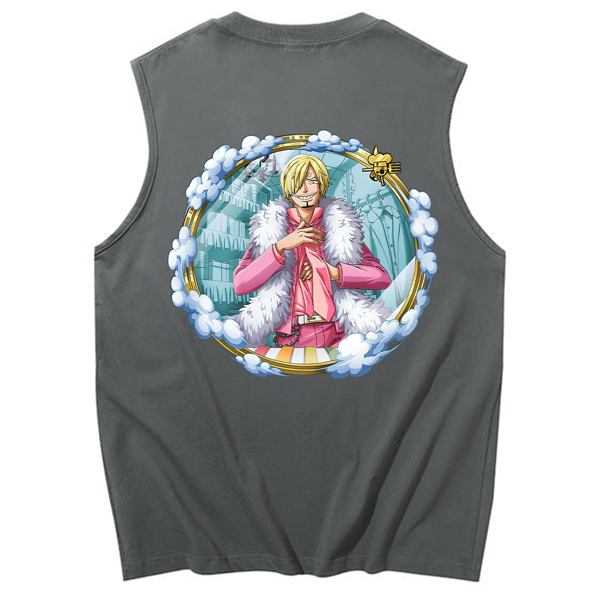（画像用） ワンピース サンジ ONE PIECE Sanji コットン100％タンクトップ（背面プリント）